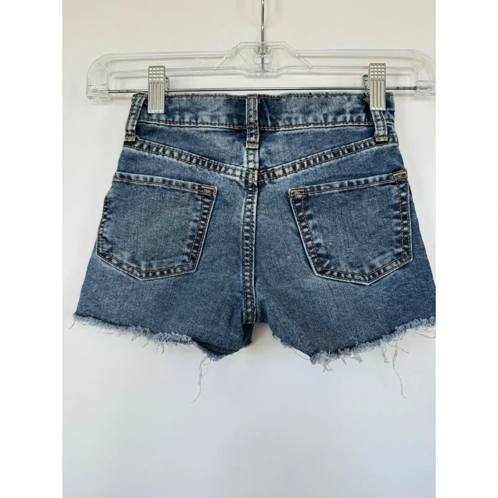 Old Navy Kids Blue Denim Cutoff Shorts High Rise Adjustable Waist Size 7 Slim